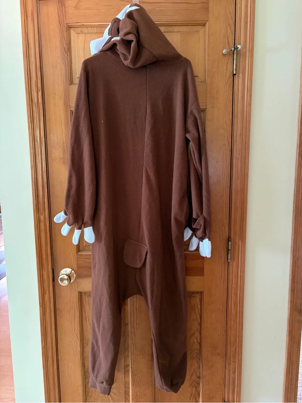 Teen/Adult Brown & White Sloth Costume Onesie Hoodie